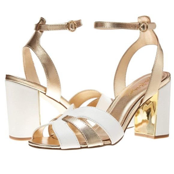 Lilly Pulitzer Shoes - Lilly Pulitzer Alana White & Gold Leather Sandal